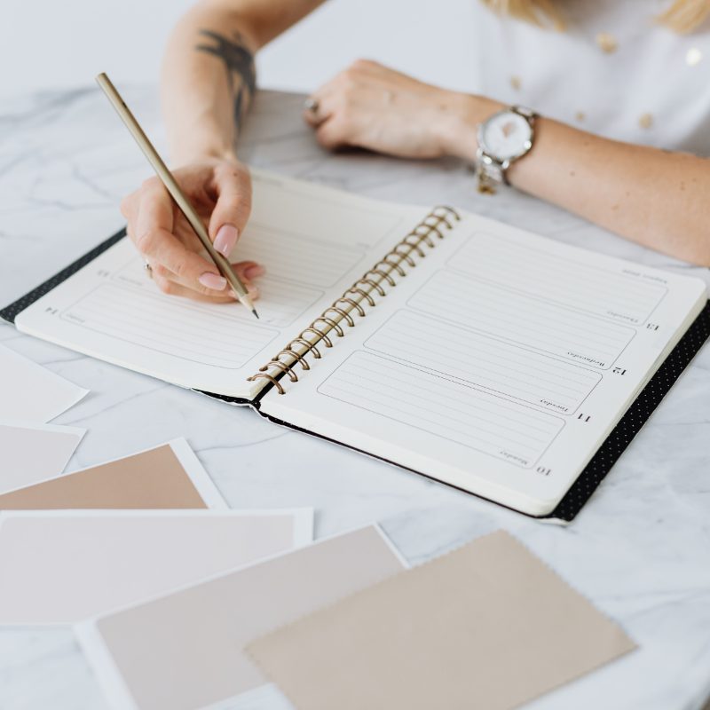 Writing plans in a weekly planner