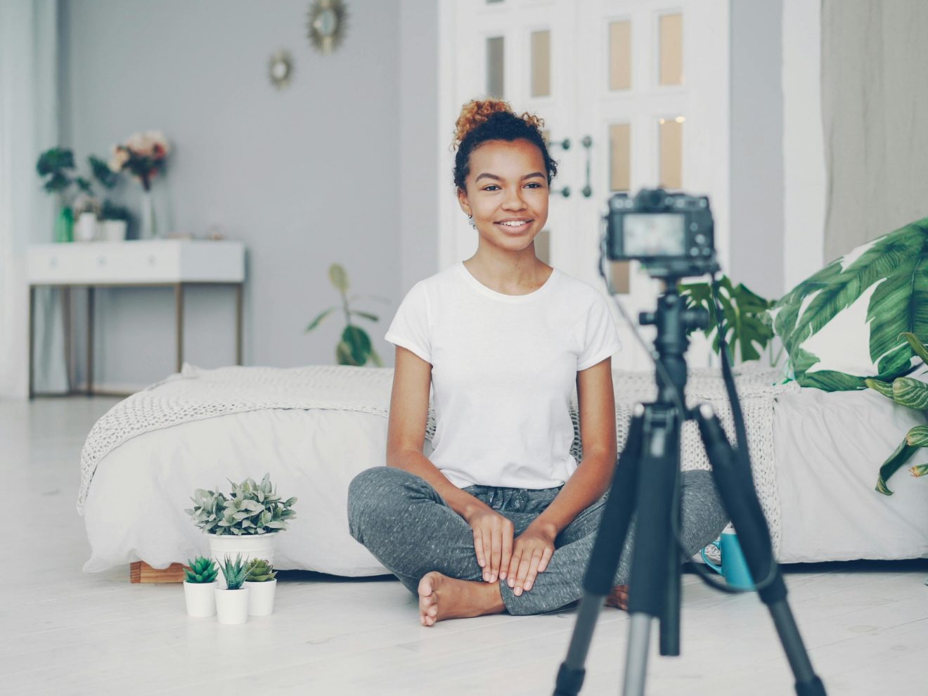 Recording a video lesson at home